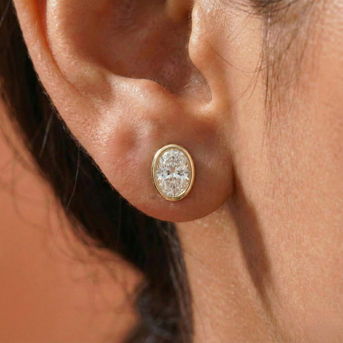 Oval Cut Lab Grown Diamond Stud Earrings