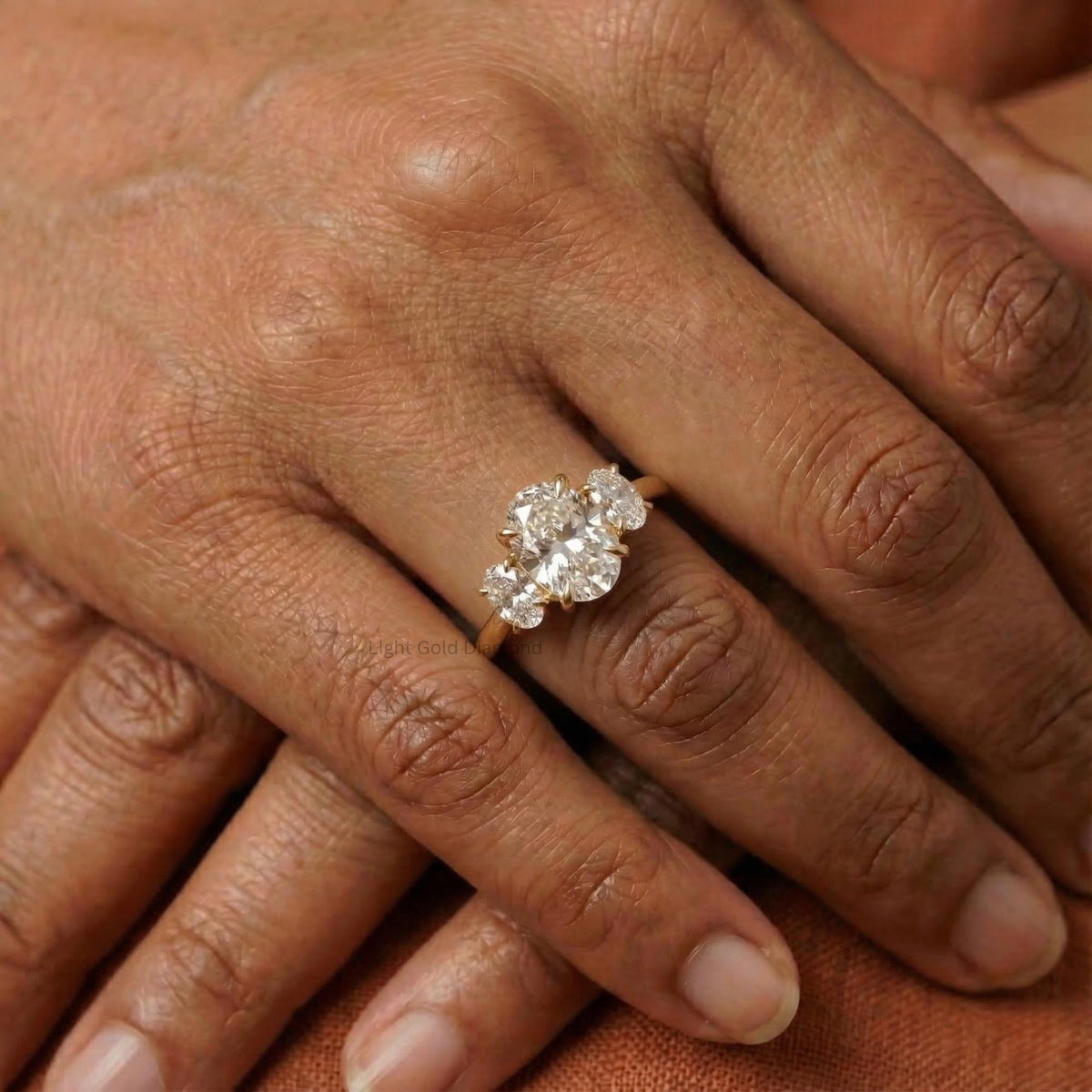 Oval Cut Lab Grown Diamond Trilogy Engagement Ring