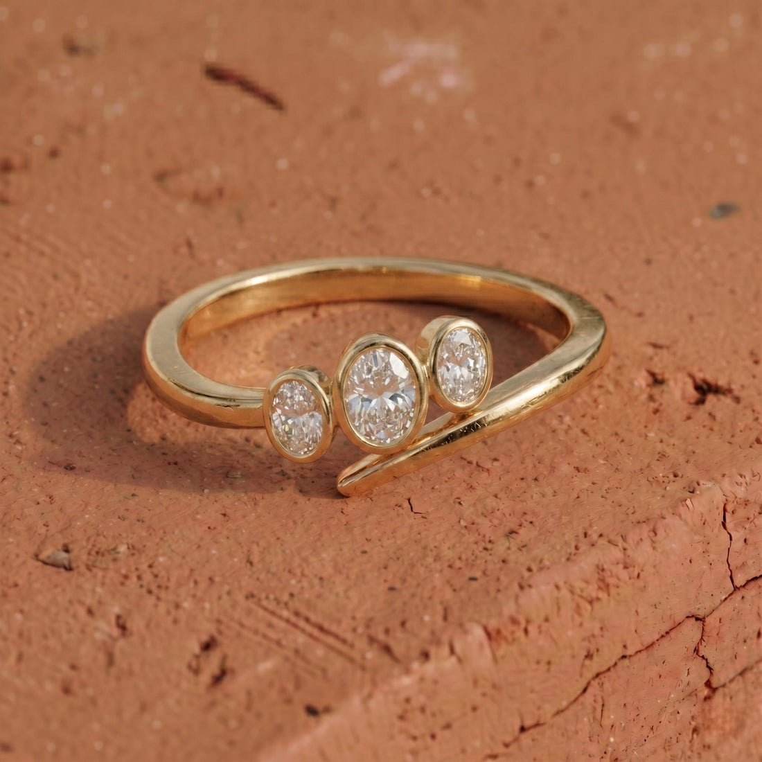 Lab Grown Oval Diamond Three Stone Ring