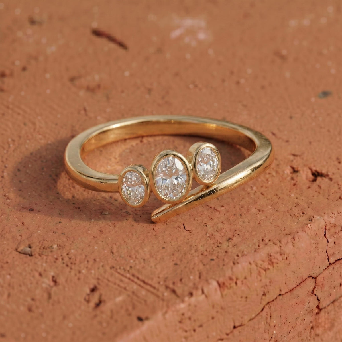 Lab Grown Oval Diamond Three Stone Ring