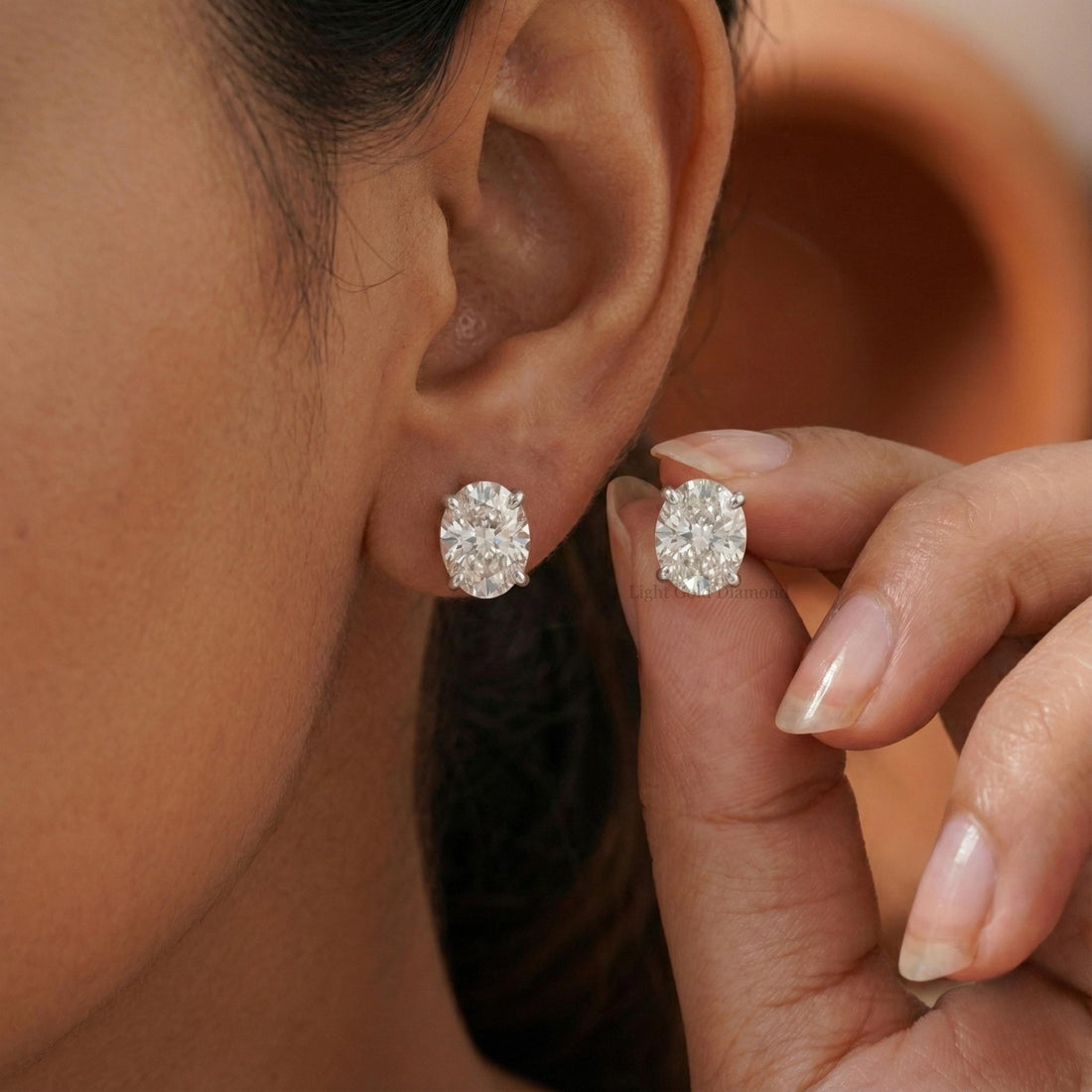 Oval Lab Diamond Stud Earrings