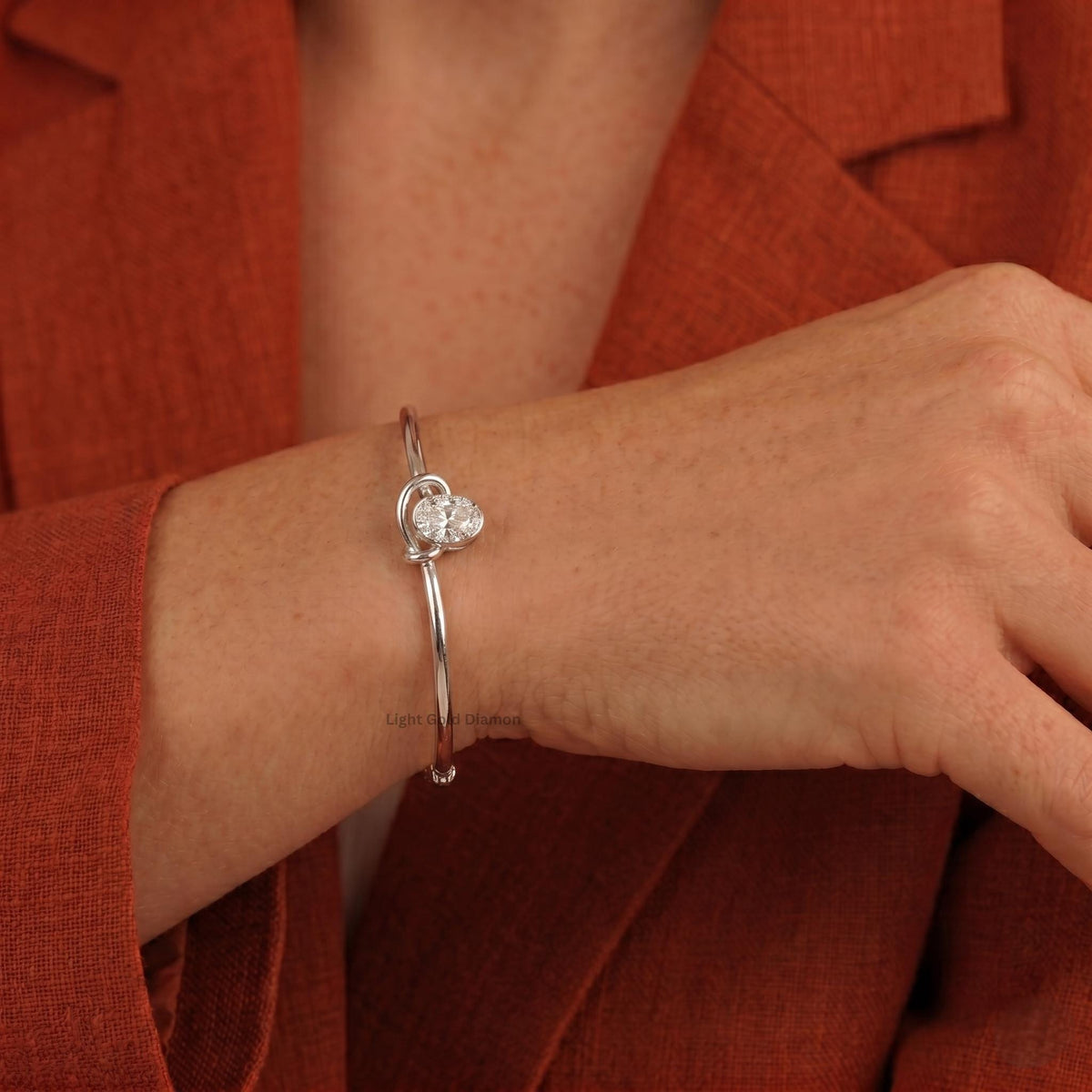 Oval Lab Grown Diamond Bangle Bracelet