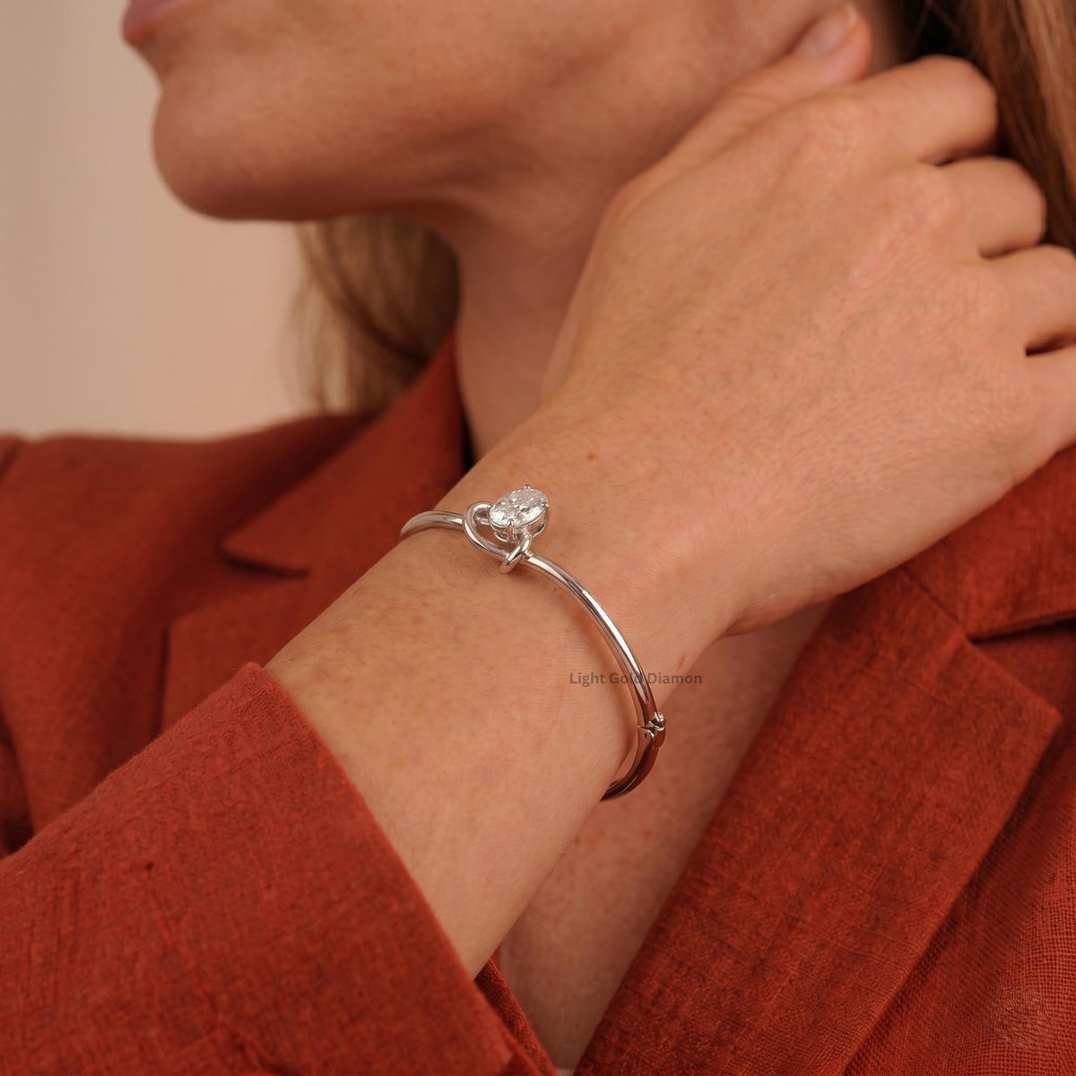 Oval Lab Grown Diamond Bangle Bracelet