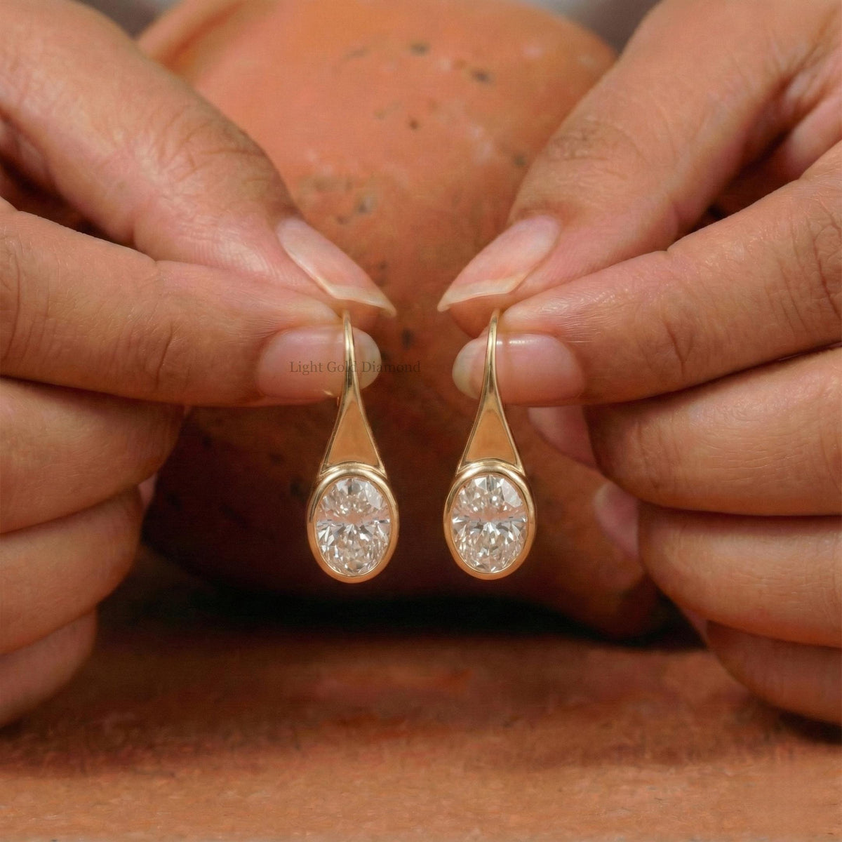 Oval Lab Grown Diamond Dangle Earrings