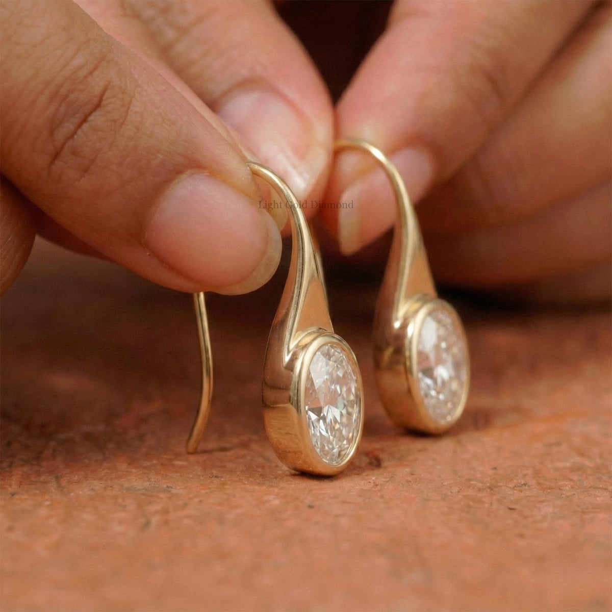 Oval Lab Grown Diamond Dangle Earrings