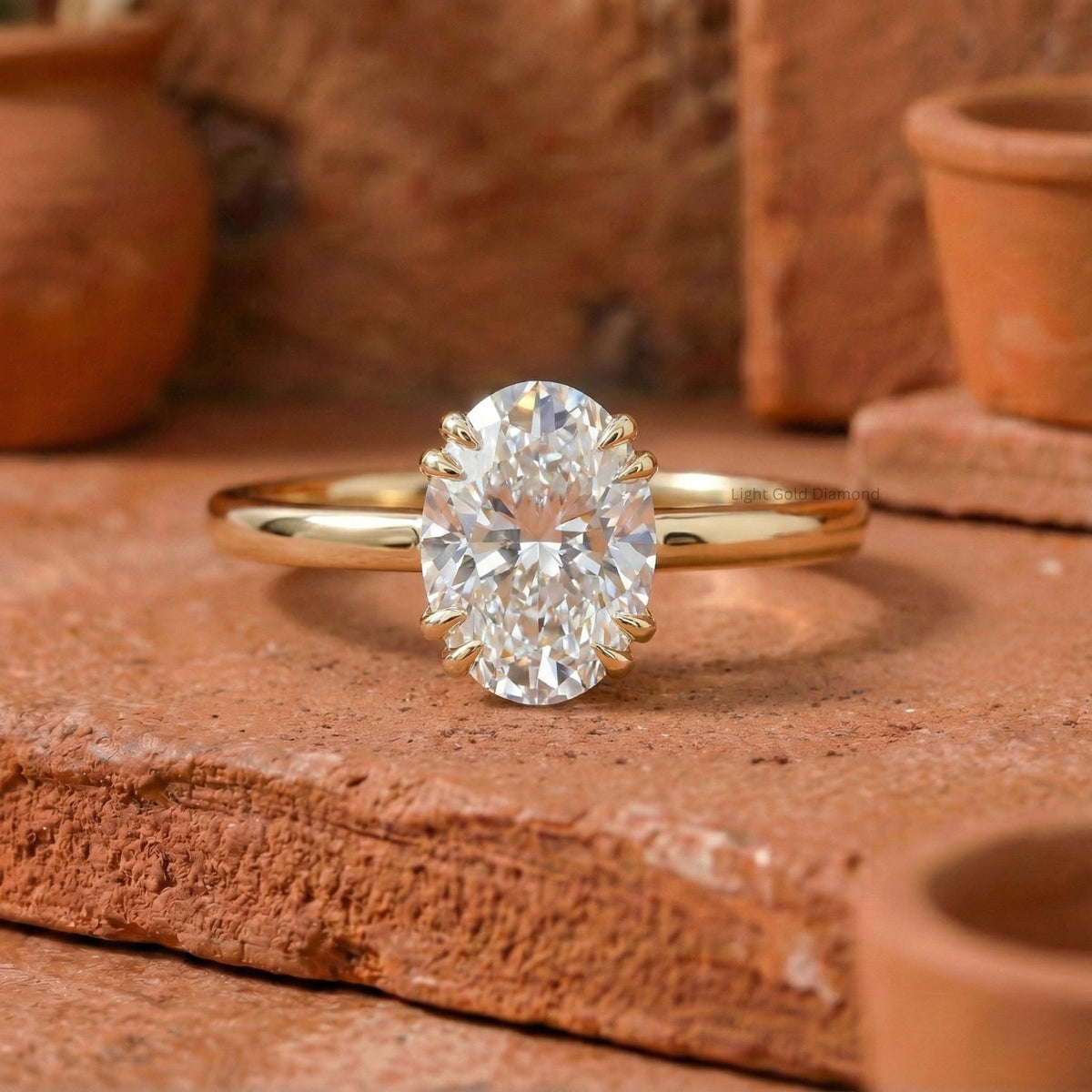 Oval Lab Grown Diamond Engagement Ring Double Prong