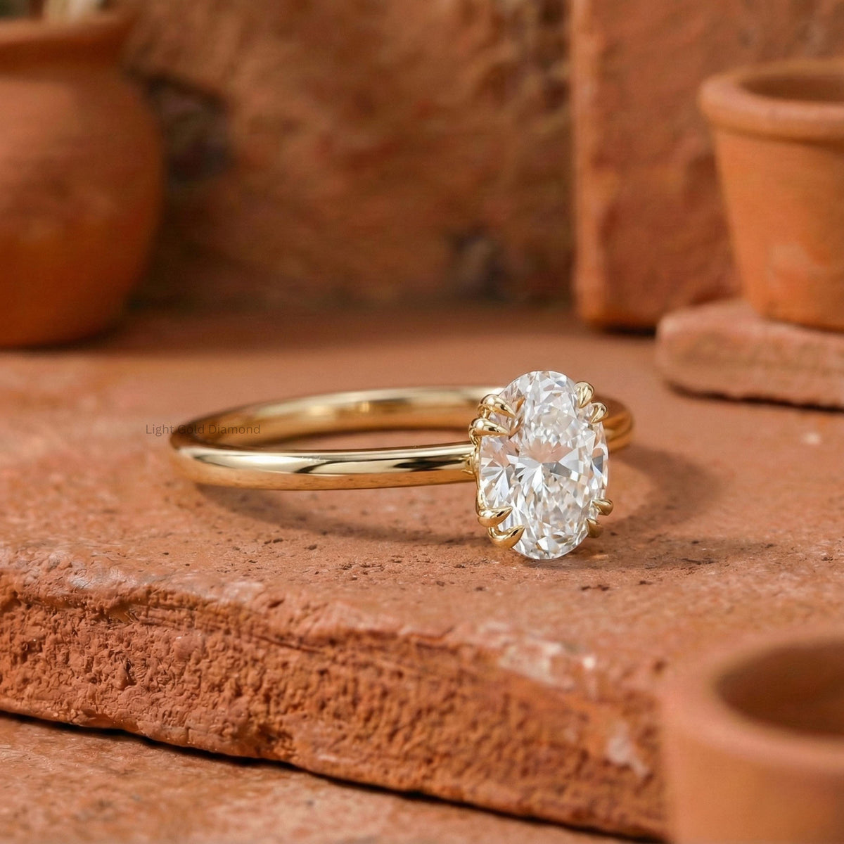 Oval Lab Grown Diamond Engagement Ring Double Prong
