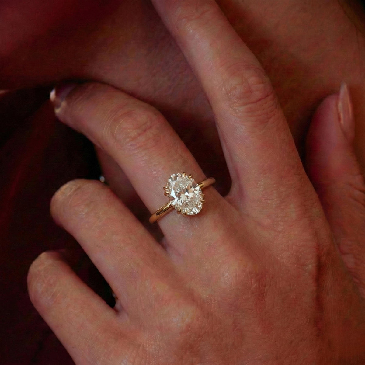 Oval Lab Grown Diamond Engagement Ring Double Prong