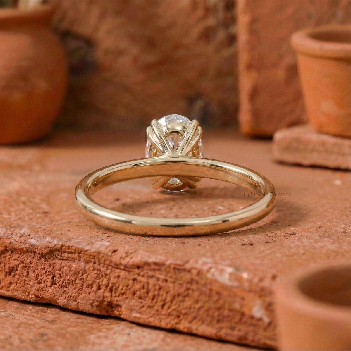 Oval Lab Grown Diamond Engagement Ring Double Prong