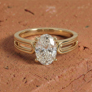 Oval Lab Grown Diamond Solitaire Ring Yellow Gold
