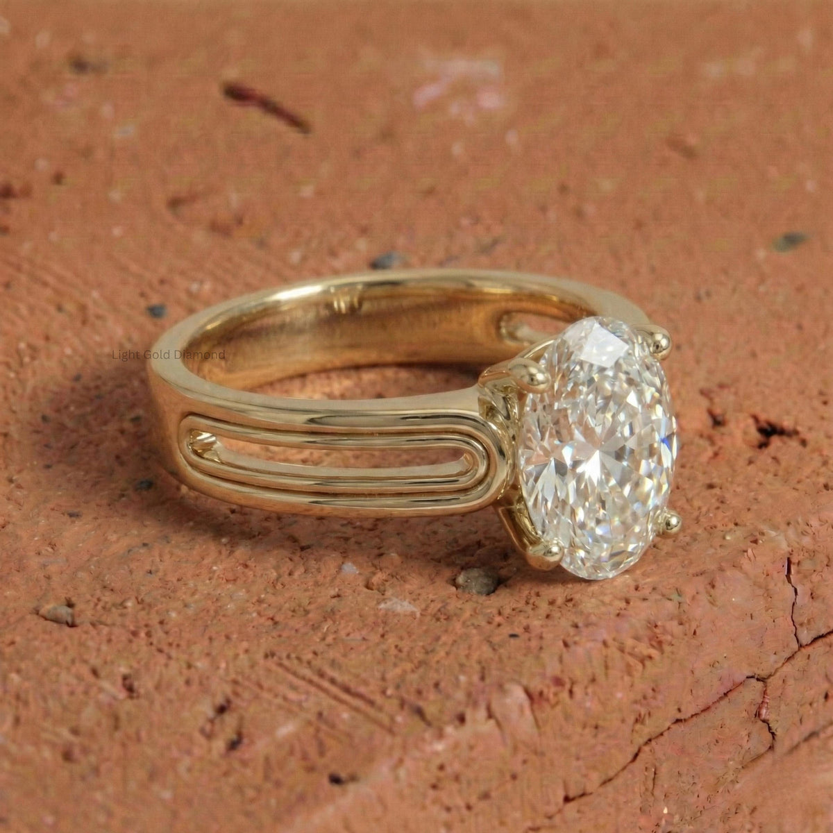 Oval Lab Grown Diamond Solitaire Ring Yellow Gold