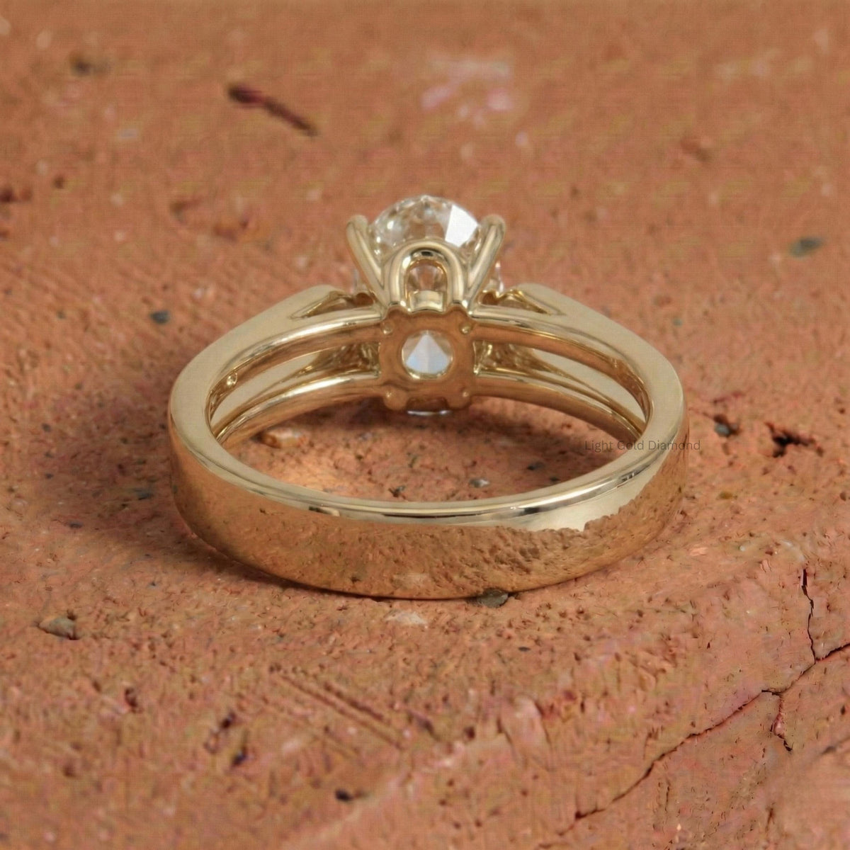 Oval Lab Grown Diamond Solitaire Ring Yellow Gold