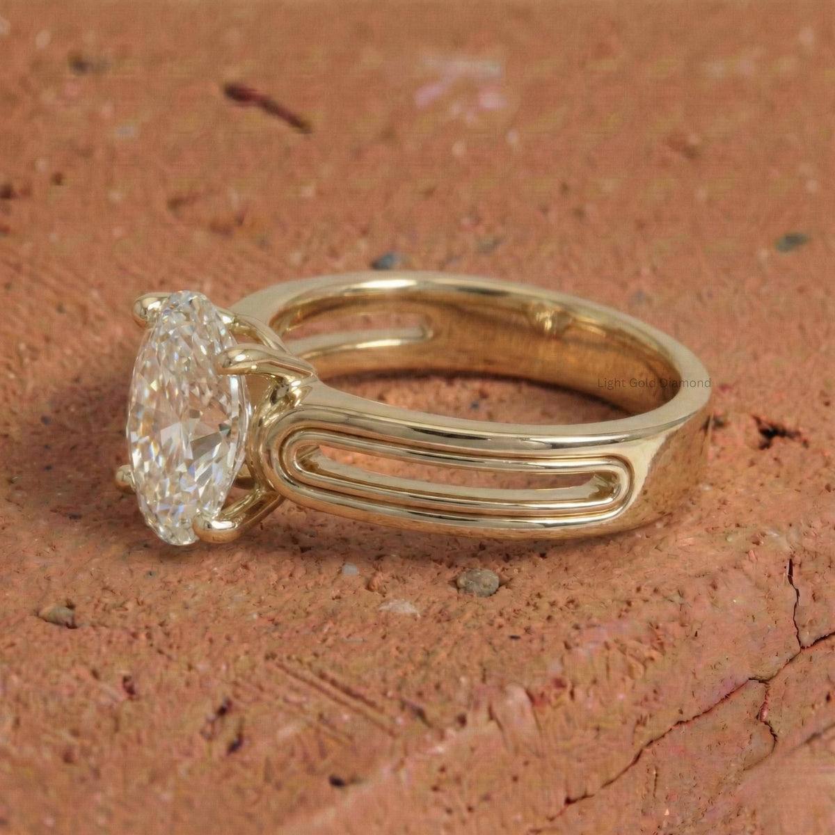 Oval Lab Grown Diamond Solitaire Ring Yellow Gold