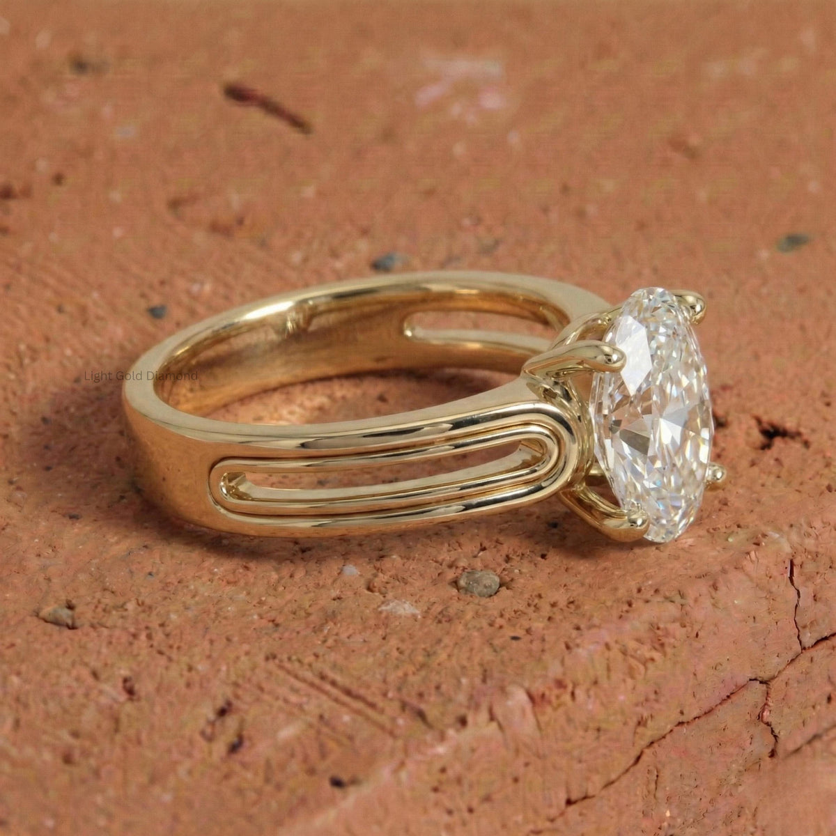 Oval Lab Grown Diamond Solitaire Ring Yellow Gold 