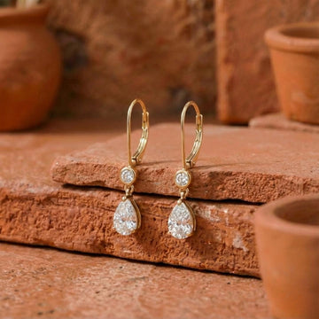 Pear Cut Lab Grown Diamond Dangle Drop Earrings