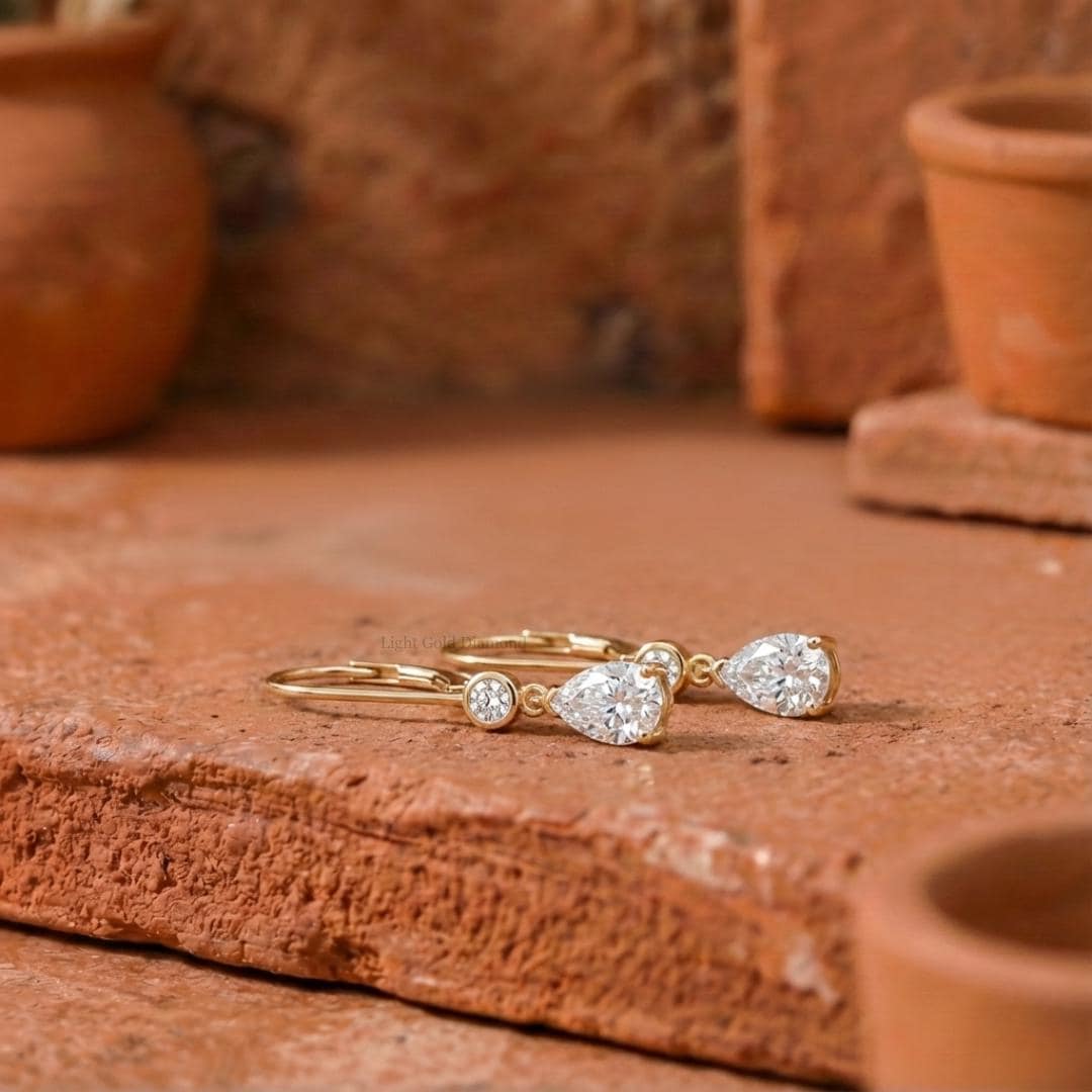 Pear Cut Lab Grown Diamond Dangle Drop Earrings