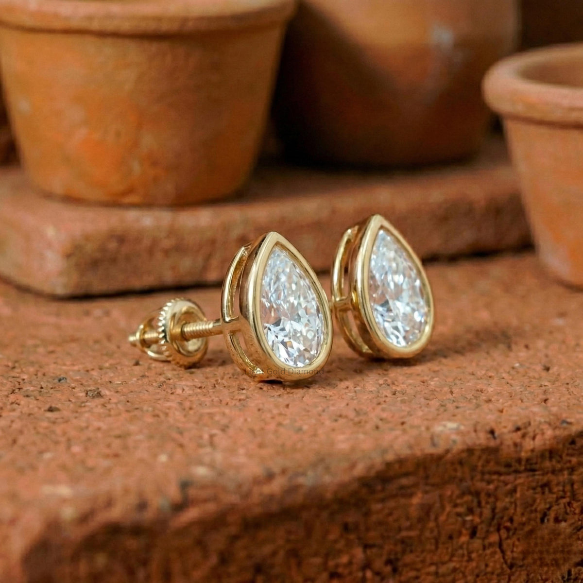 Pear Diamond Solitaire Stud Earring