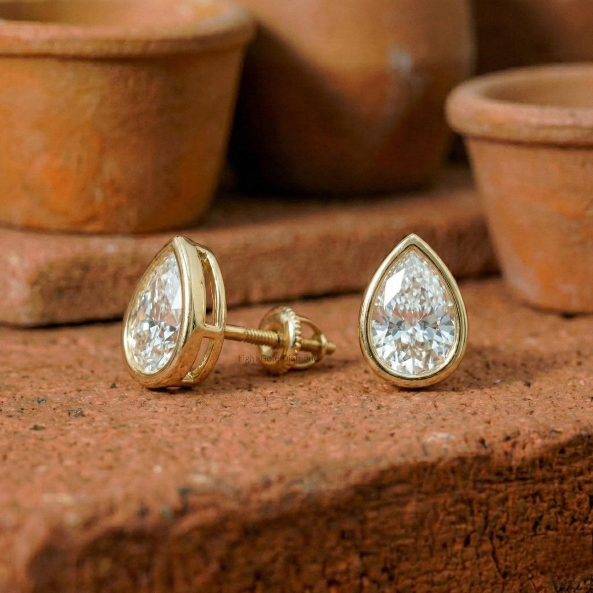 Pear Diamond Solitaire Stud Earring