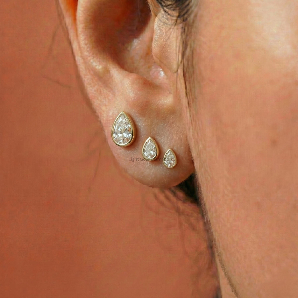 Pear Diamond Solitaire Stud Earring