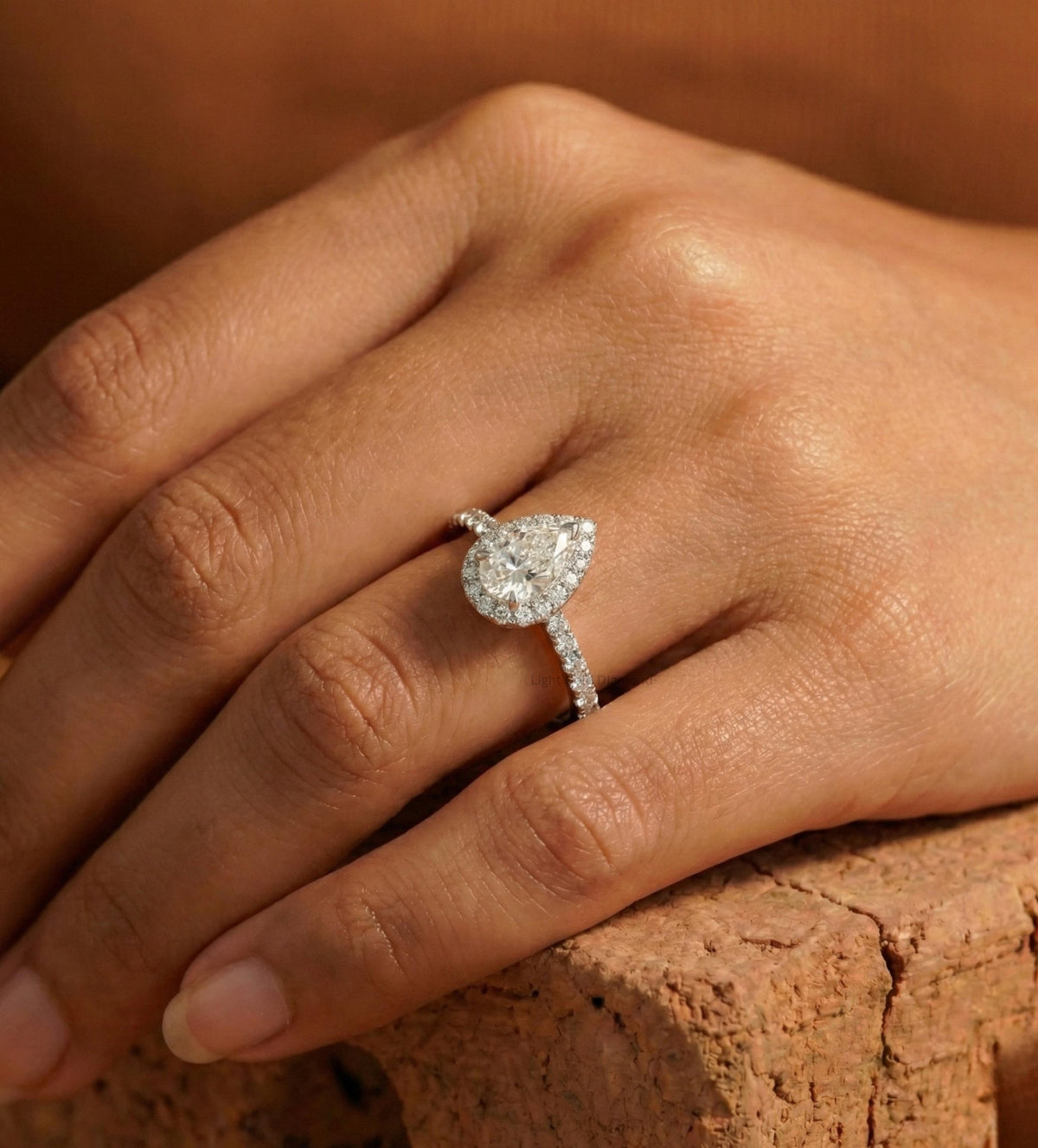 Pear Lab-Grown Diamond Side Stone Ring