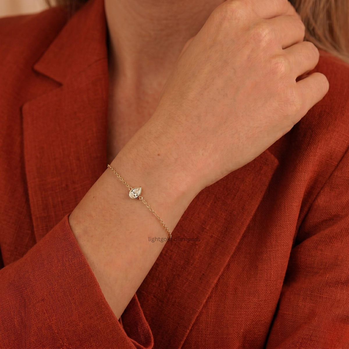 Pear Lab grown Diamond Solitaire Bracelet