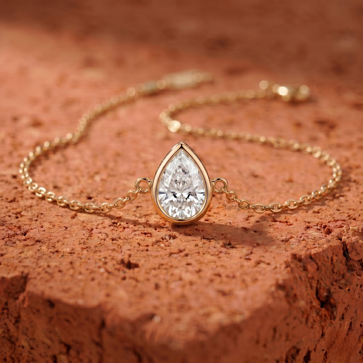 Pear Lab grown Diamond Solitaire Bracelet