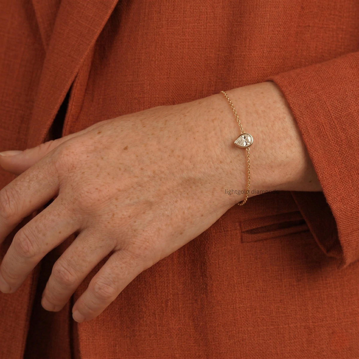 Pear Lab grown Diamond Solitaire Bracelet