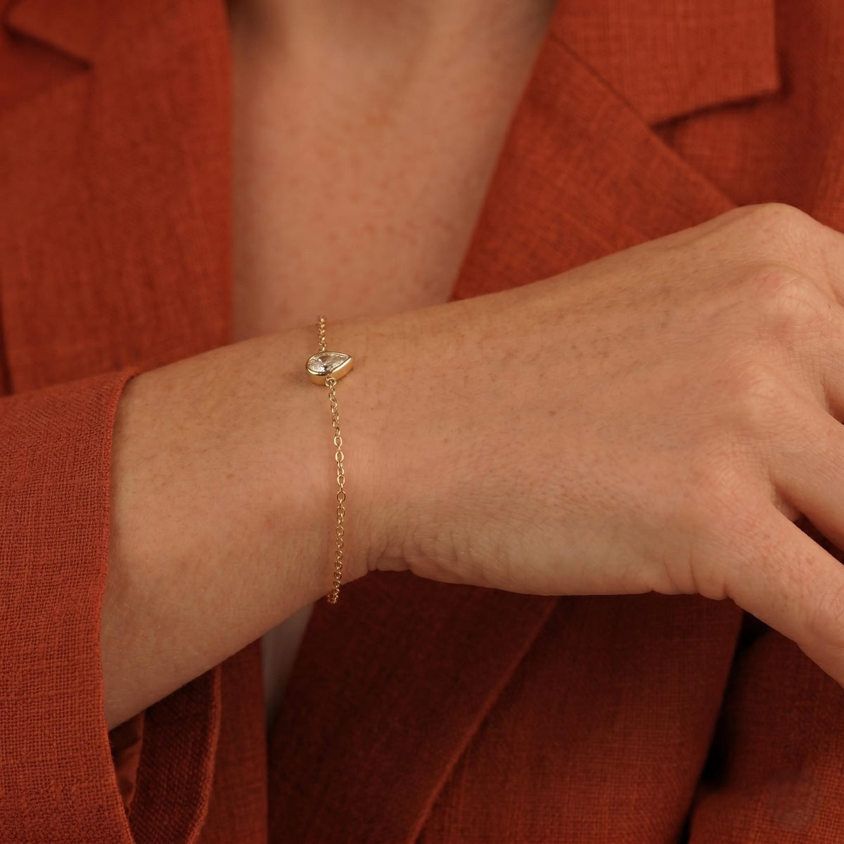 Pear Lab grown Diamond Solitaire Bracelet