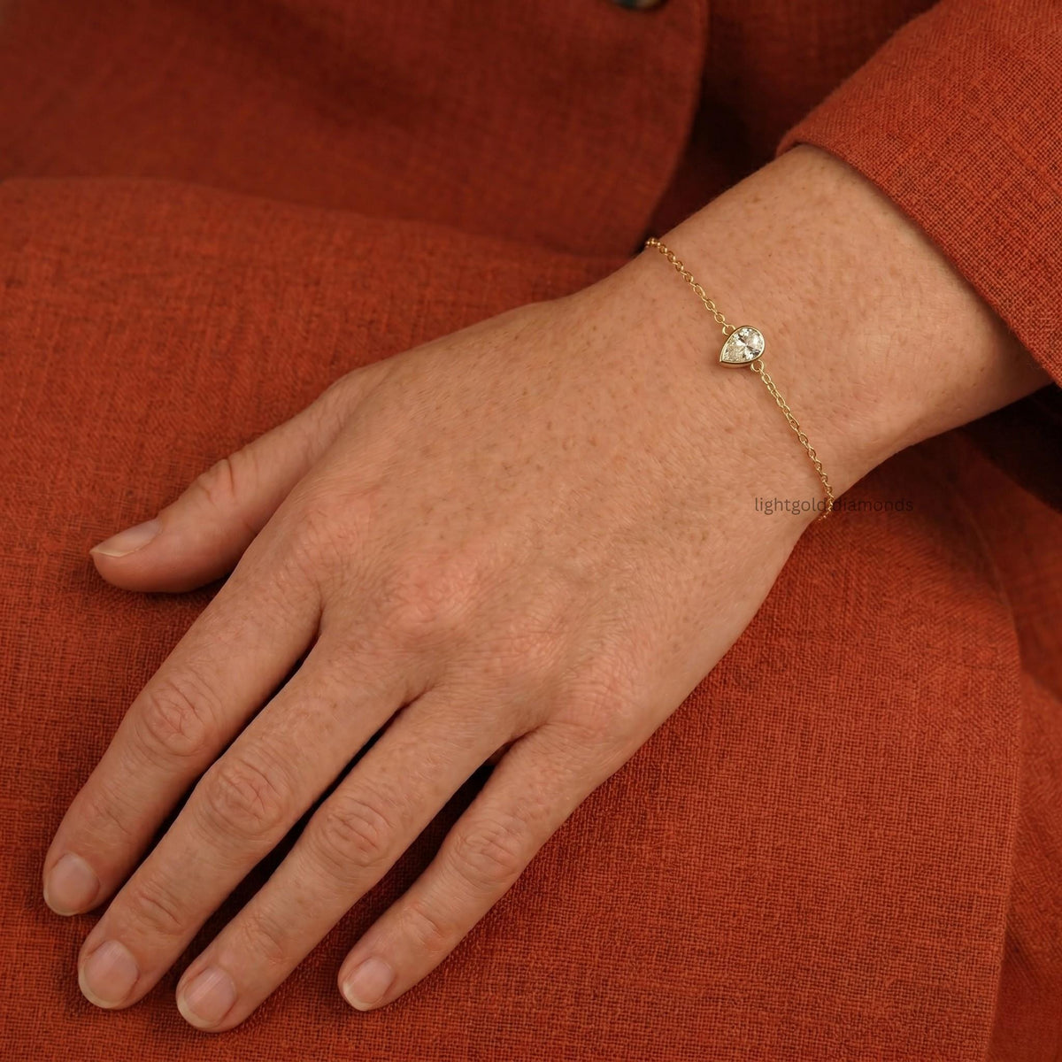 Pear Lab grown Diamond Solitaire Bracelet