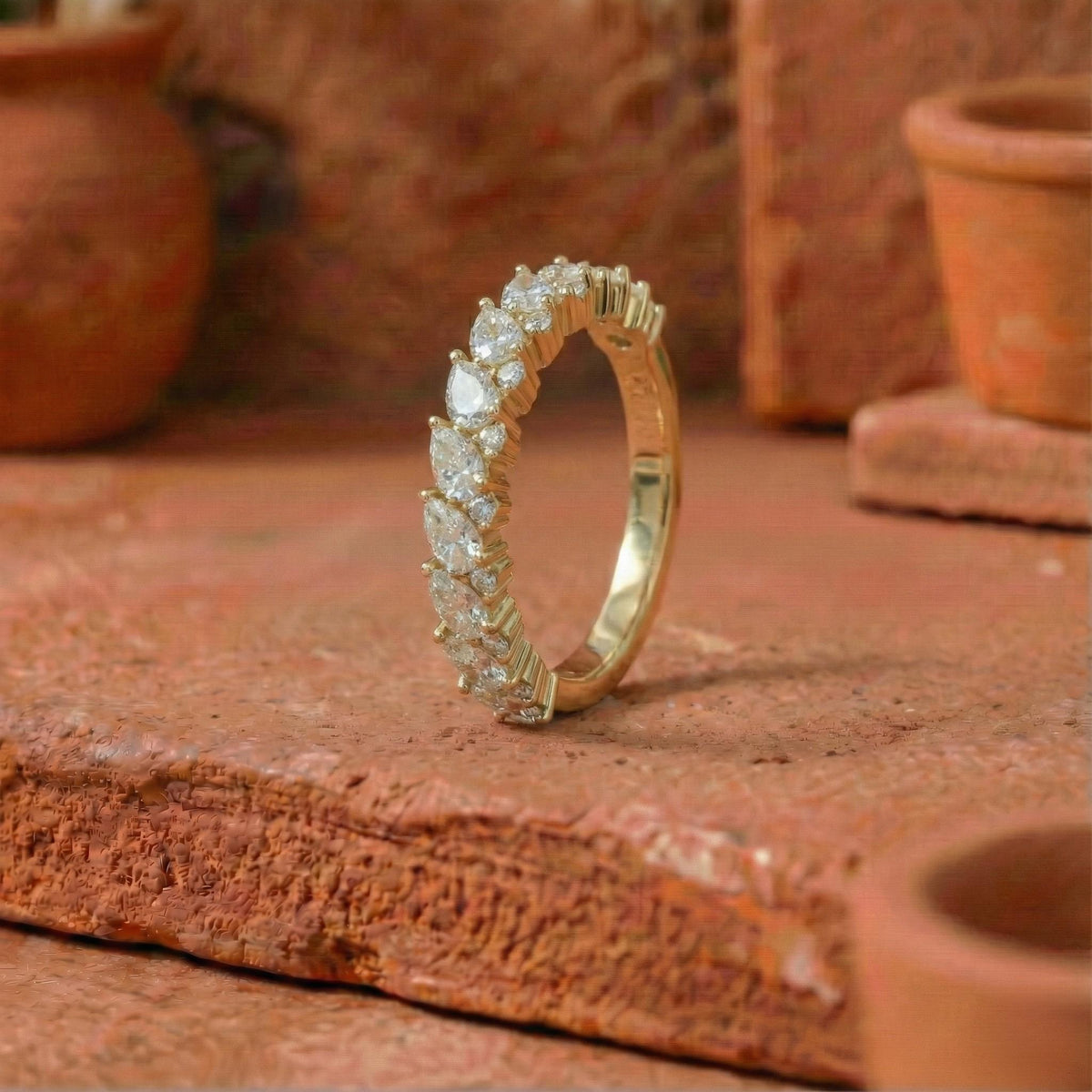 Pear & Round Lab Grown Diamond Wedding Band 
