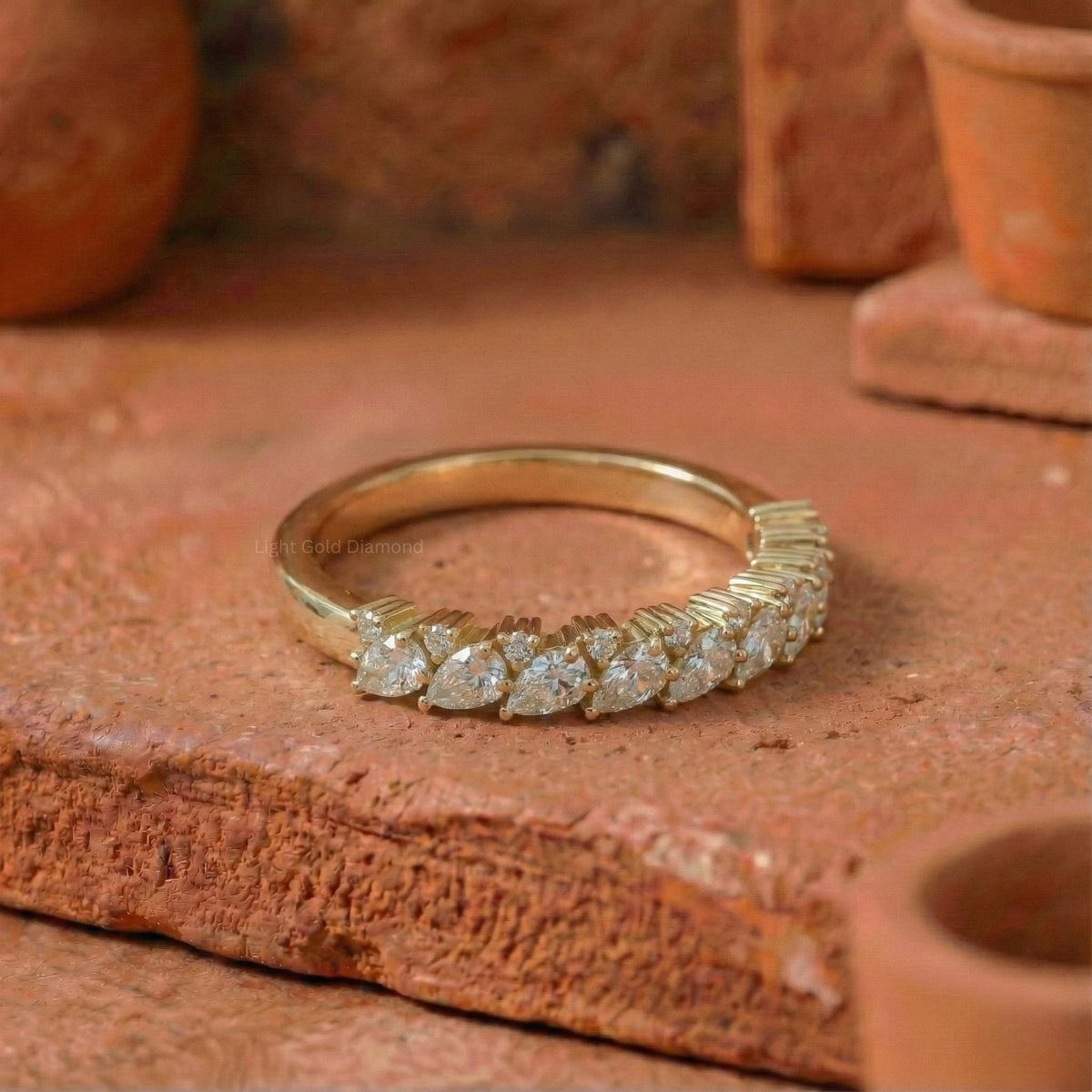 Pear & Round Lab Grown Diamond Wedding Band 