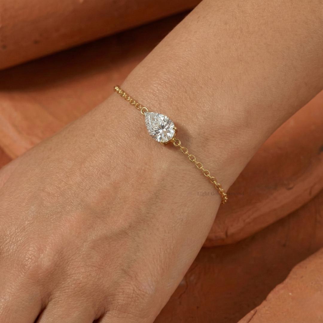 Pear Solitaire Lab Grown Diamond Bracelet