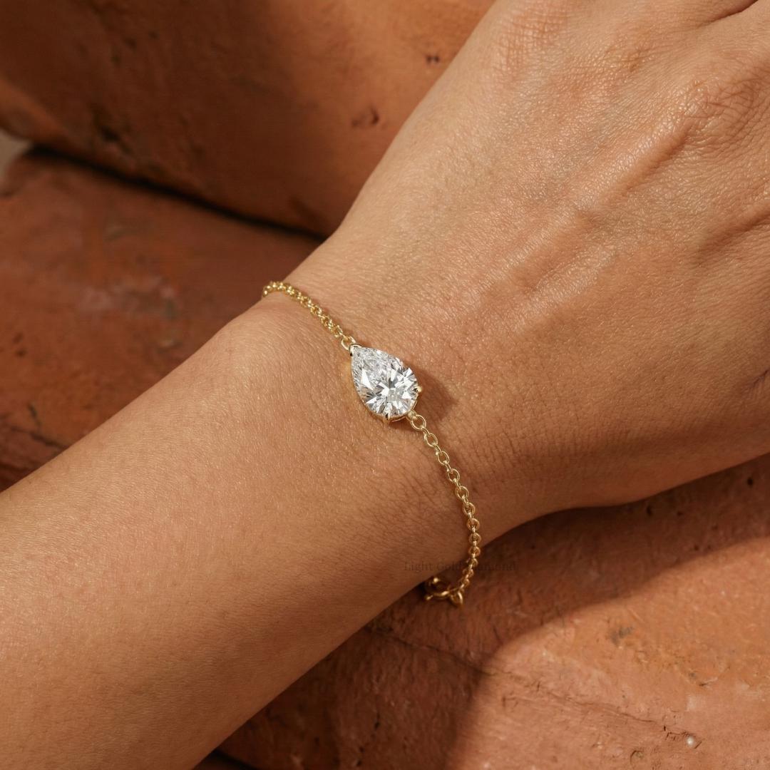 Pear Solitaire Lab Grown Diamond Bracelet