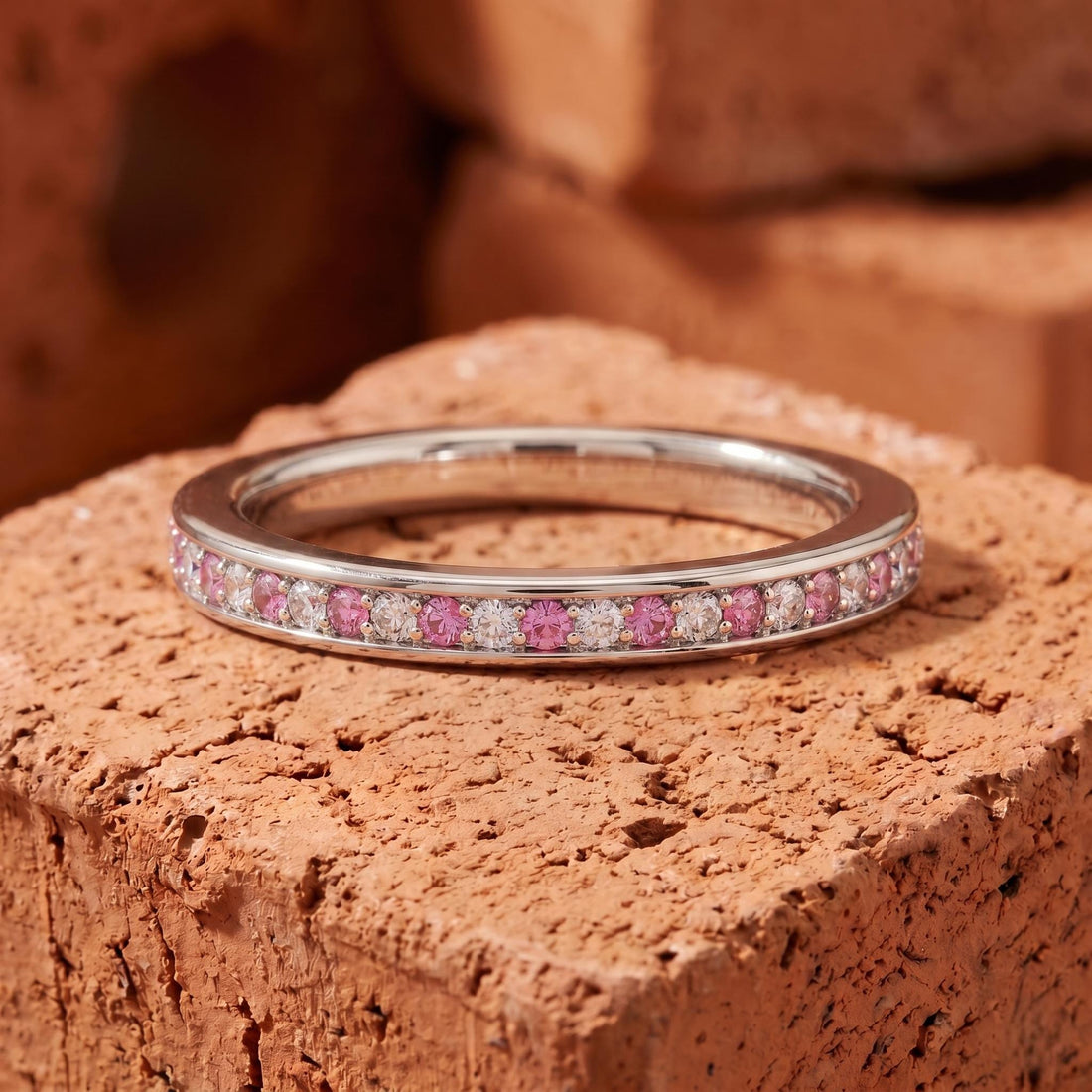 Pink & White Lab Grown Diamond Channel Set Band