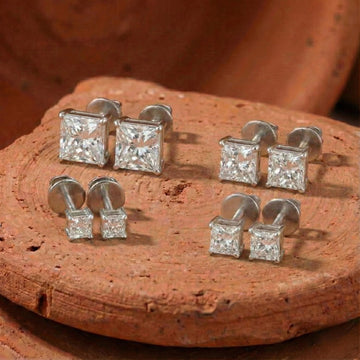 Princess Cut Lab Grown Diamond Stud Earrings