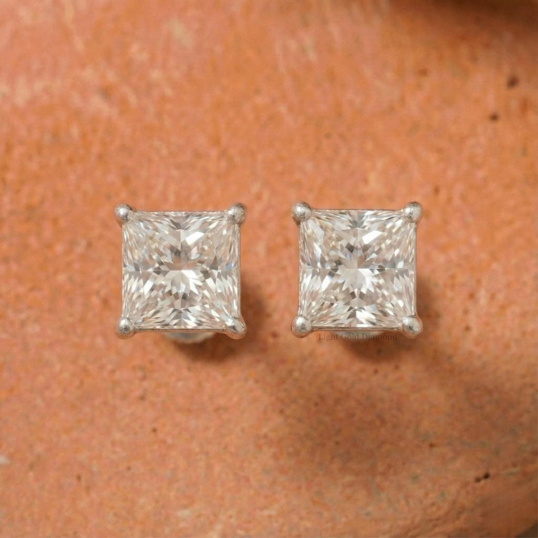 Princess Cut Lab Grown Diamond Stud Earrings