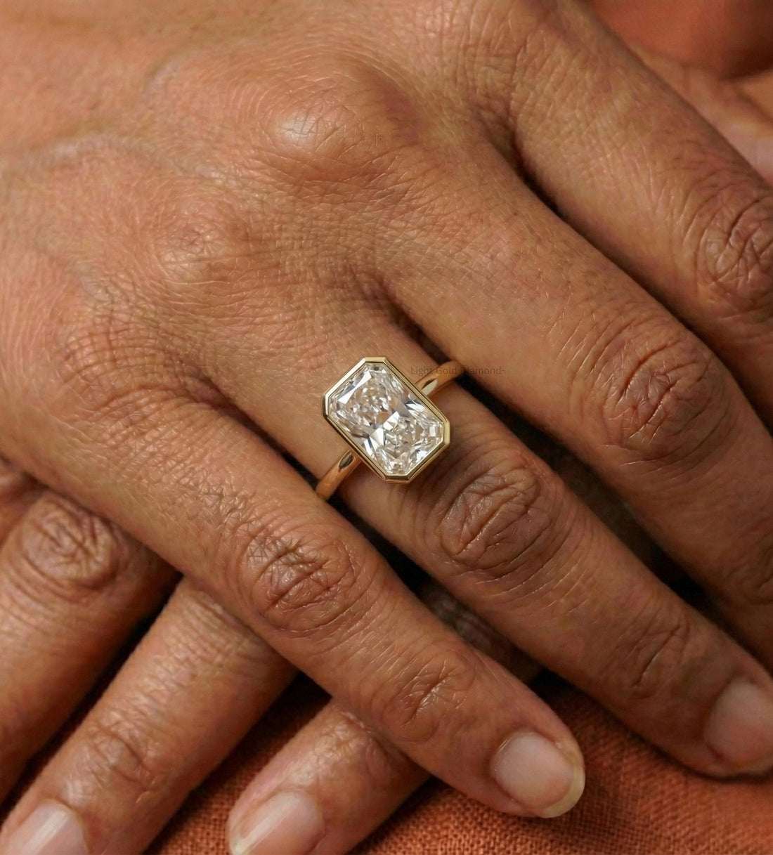 Radiant Cut Lab Grown Diamond Engagement Ring Bezel Set