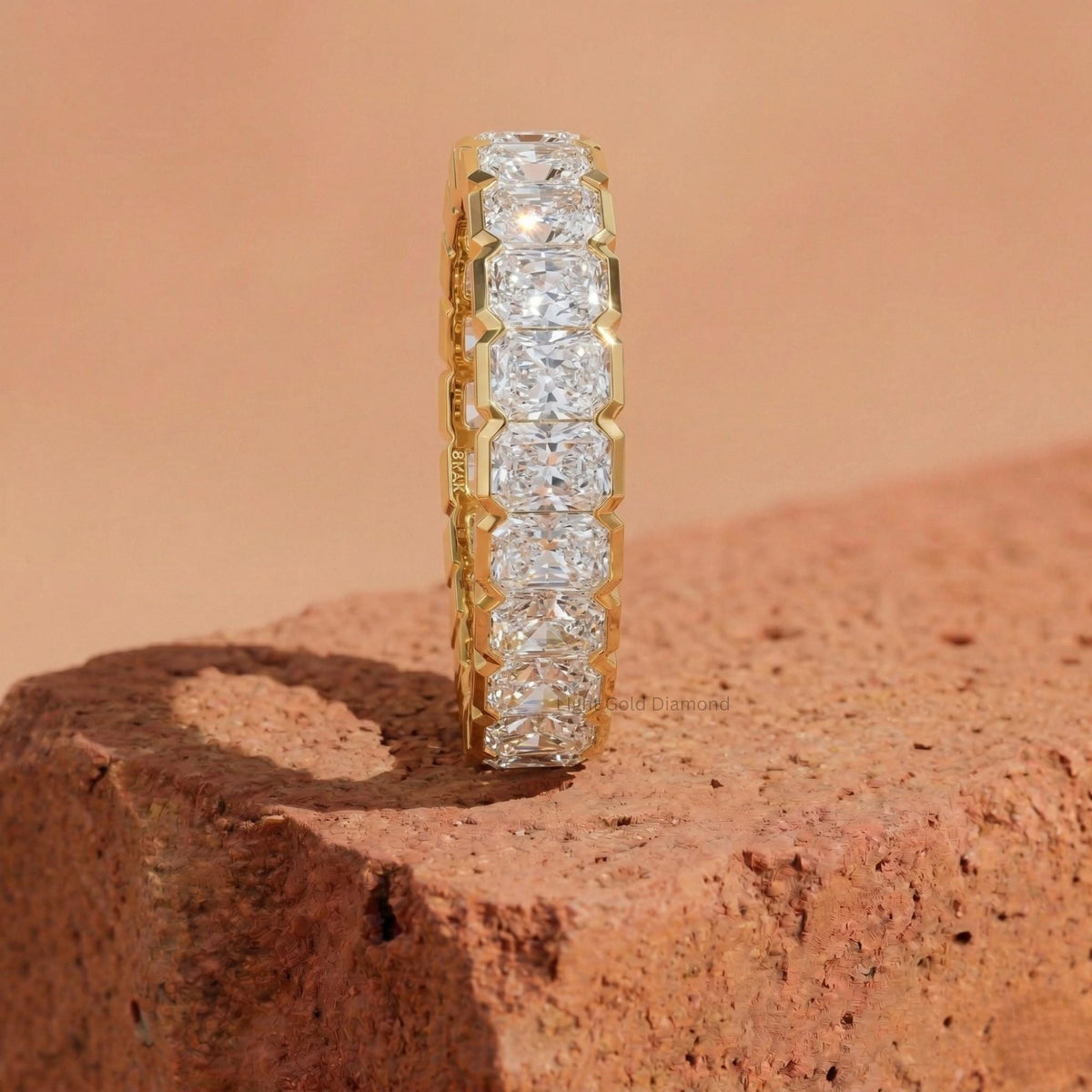 Radiant Cut Lab Grown Diamond Full Eternity Wedding Band Stend pose 