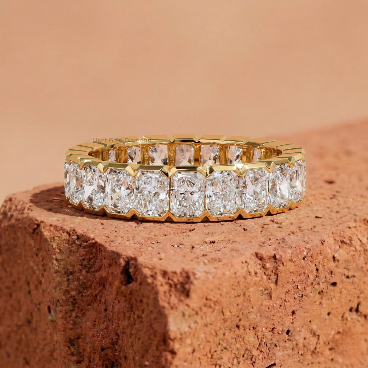 Radiant Cut Lab Grown Diamond Full Eternity Wedding Band Setting pose 