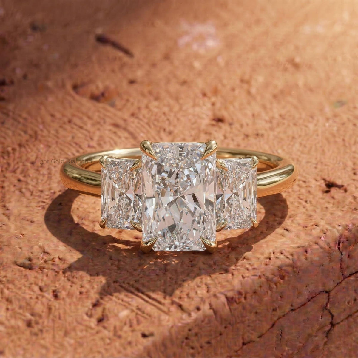 Radiant Diamond Three Stone Engagement Ring