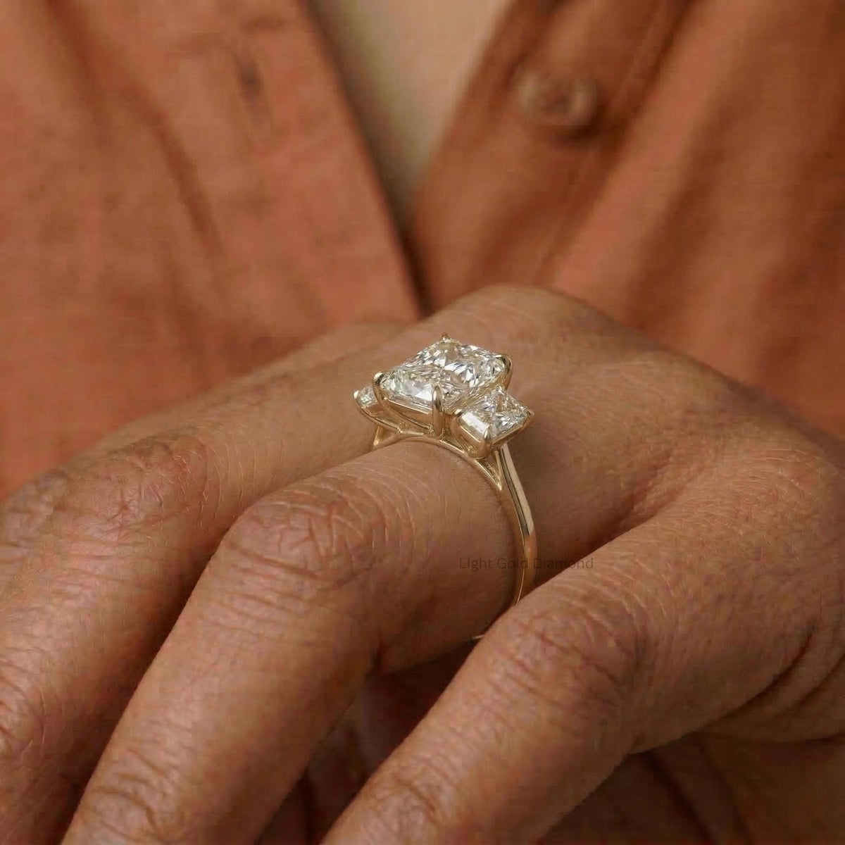 Radiant Diamond Three Stone Engagement Ring