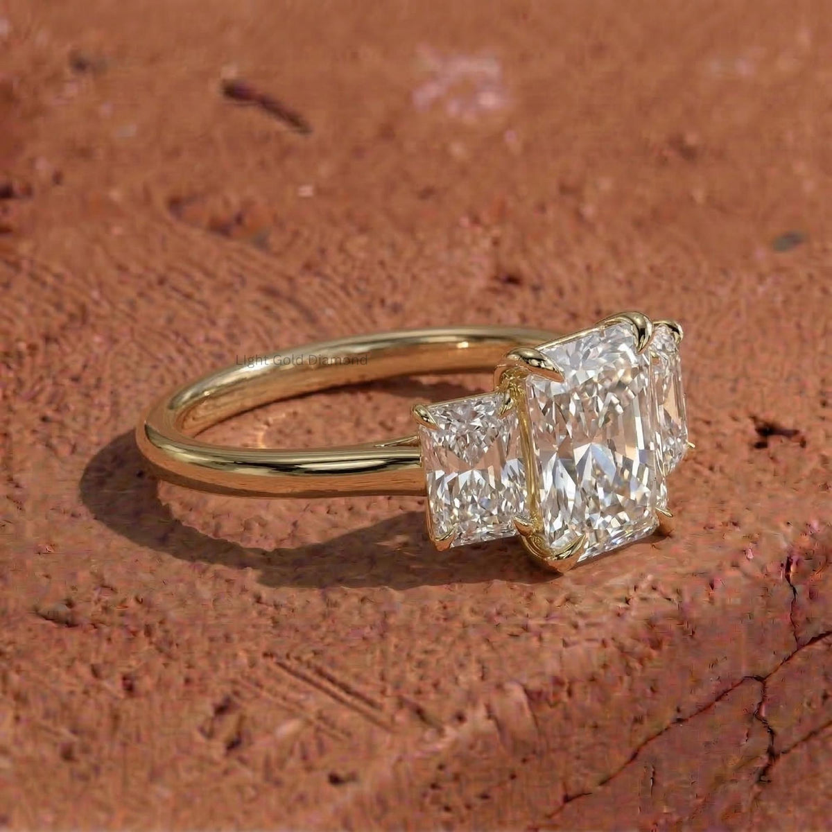 Radiant Diamond Three Stone Engagement Ring