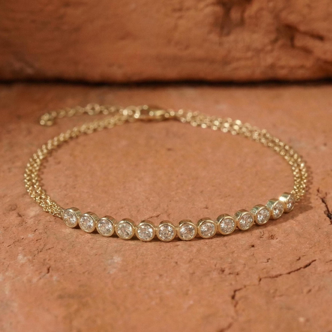 Round Cut Lab Diamond Bezel Set Bracelet