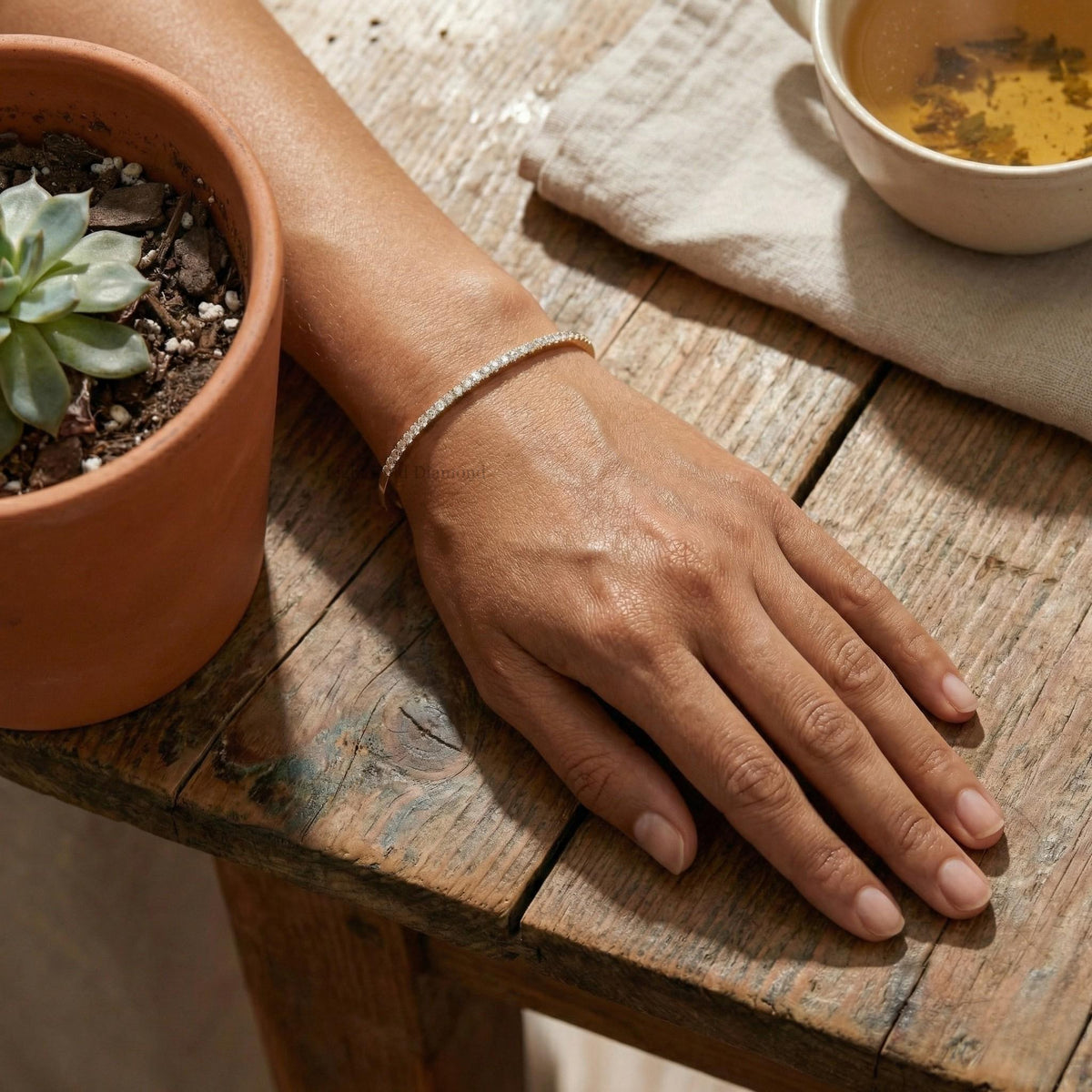 Round Cut Lab Grown Diamond Bangle Bracelet