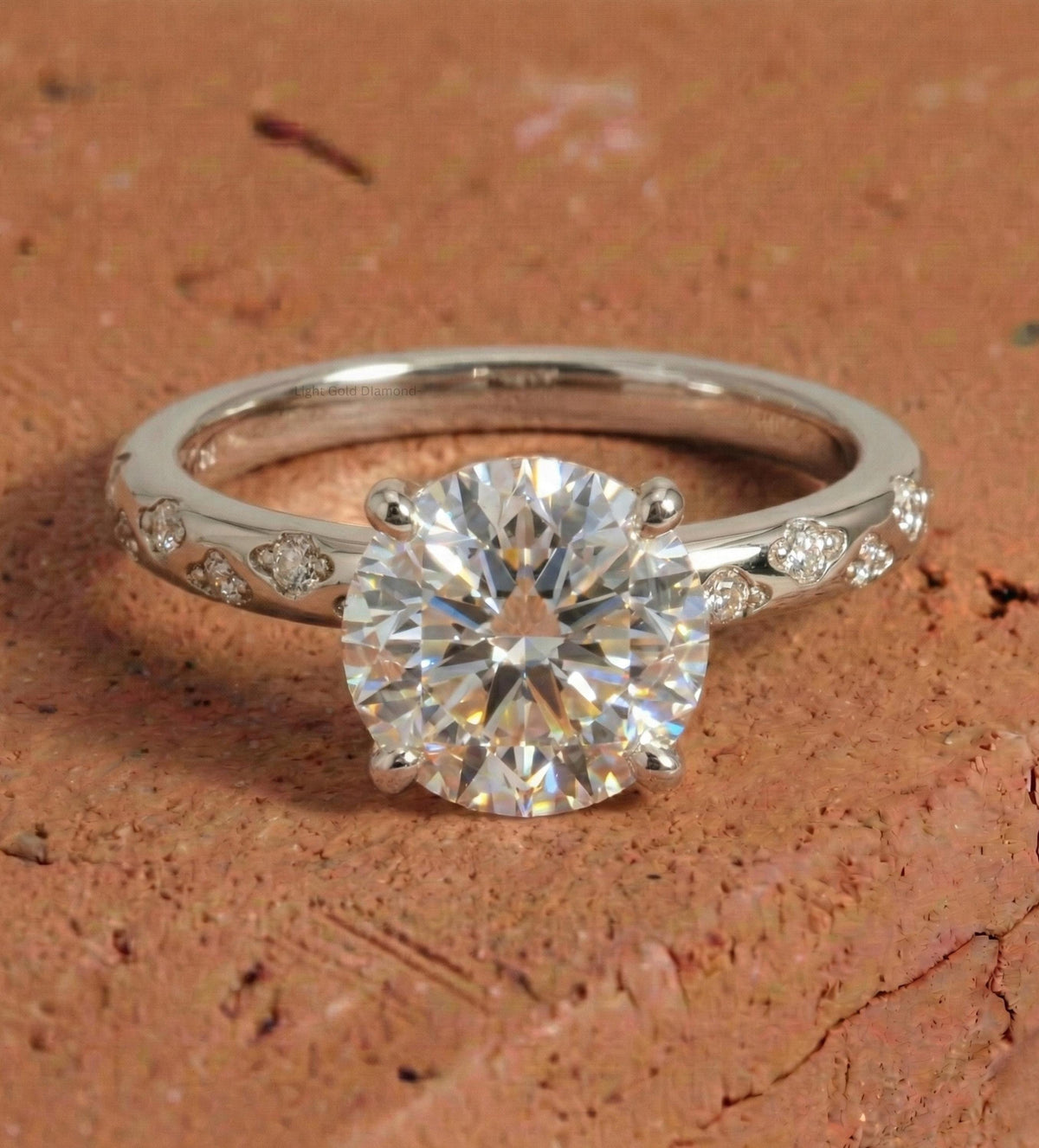 Round Cut Lab Grown Diamond Engagement Ring White gold