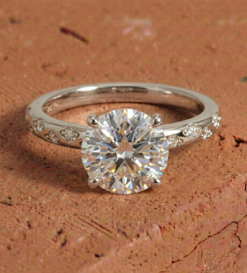 Round Cut Lab Grown Diamond Engagement Ring White gold