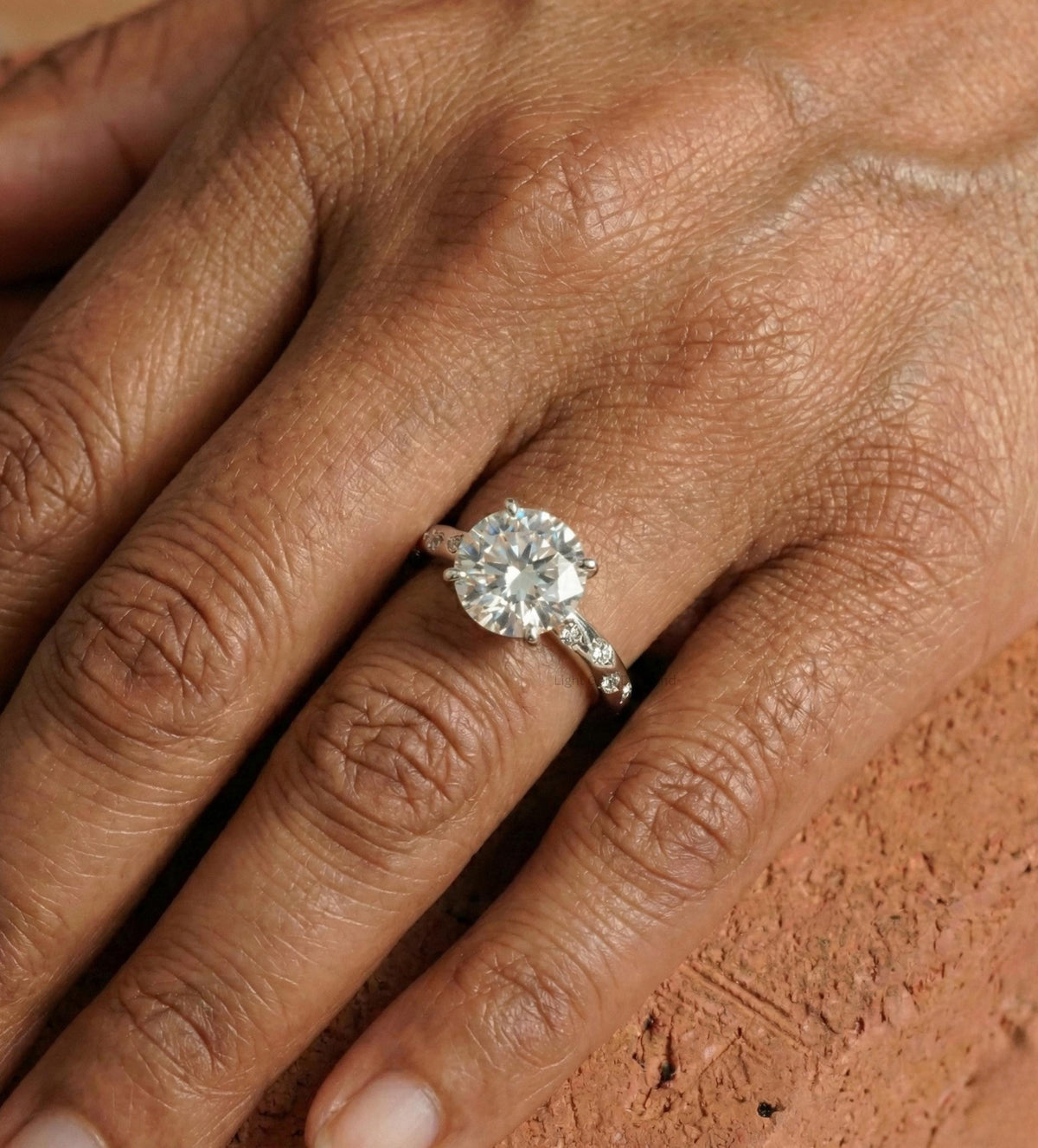 Round Cut Lab Grown Diamond Engagement Ring White gold