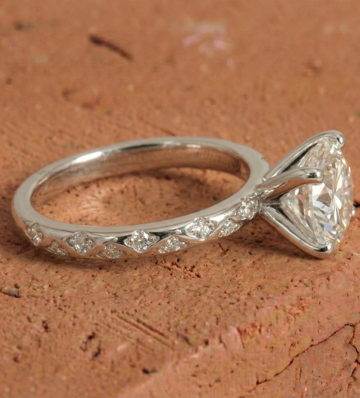 Round Cut Lab Grown Diamond Engagement Ring White gold