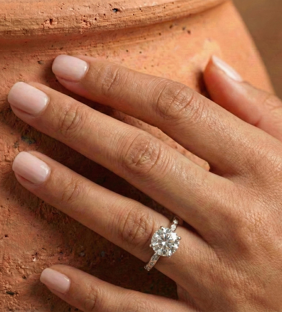 Round Cut Lab Grown Diamond Engagement Ring White gold