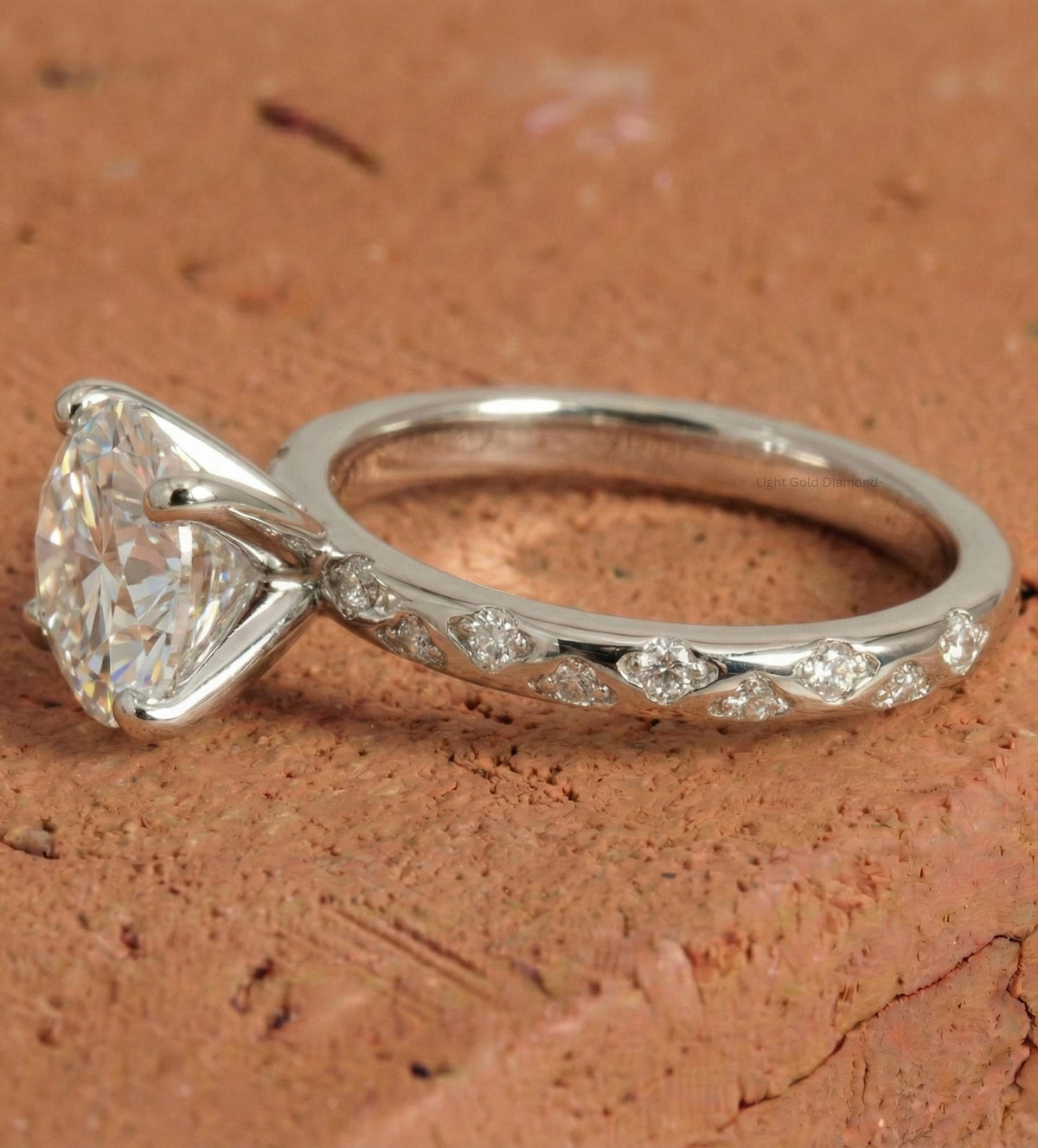 Round Cut Lab Grown Diamond Engagement Ring White gold
